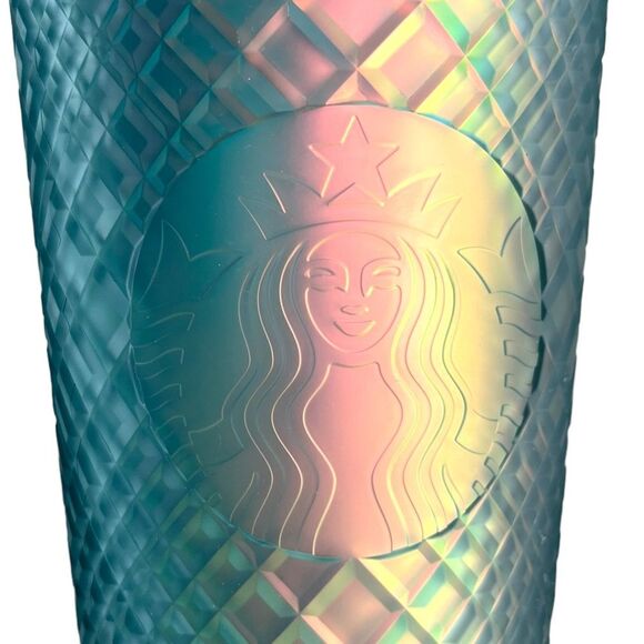 NWT Starbucks Jeweled Soft Touch GREEN IRIDESCENT Tumbler Venti Cold Cup Shimmer - Picture 3 of 4
